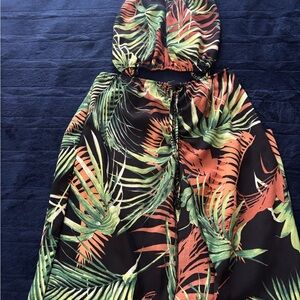 Tropical Leaf Print Skirt Set